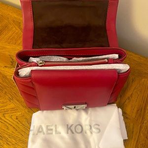 STUNNING Michael Kors CECE Medium Berry Quilted Leather Crossbody Bag NEW